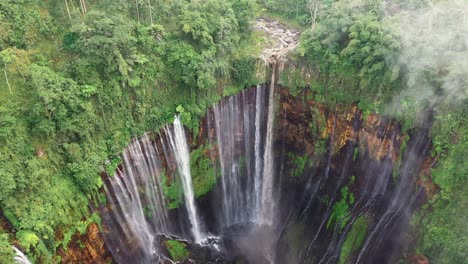 view from above, stunning aerial view of the tumpak sewu waterfalls coban sewu