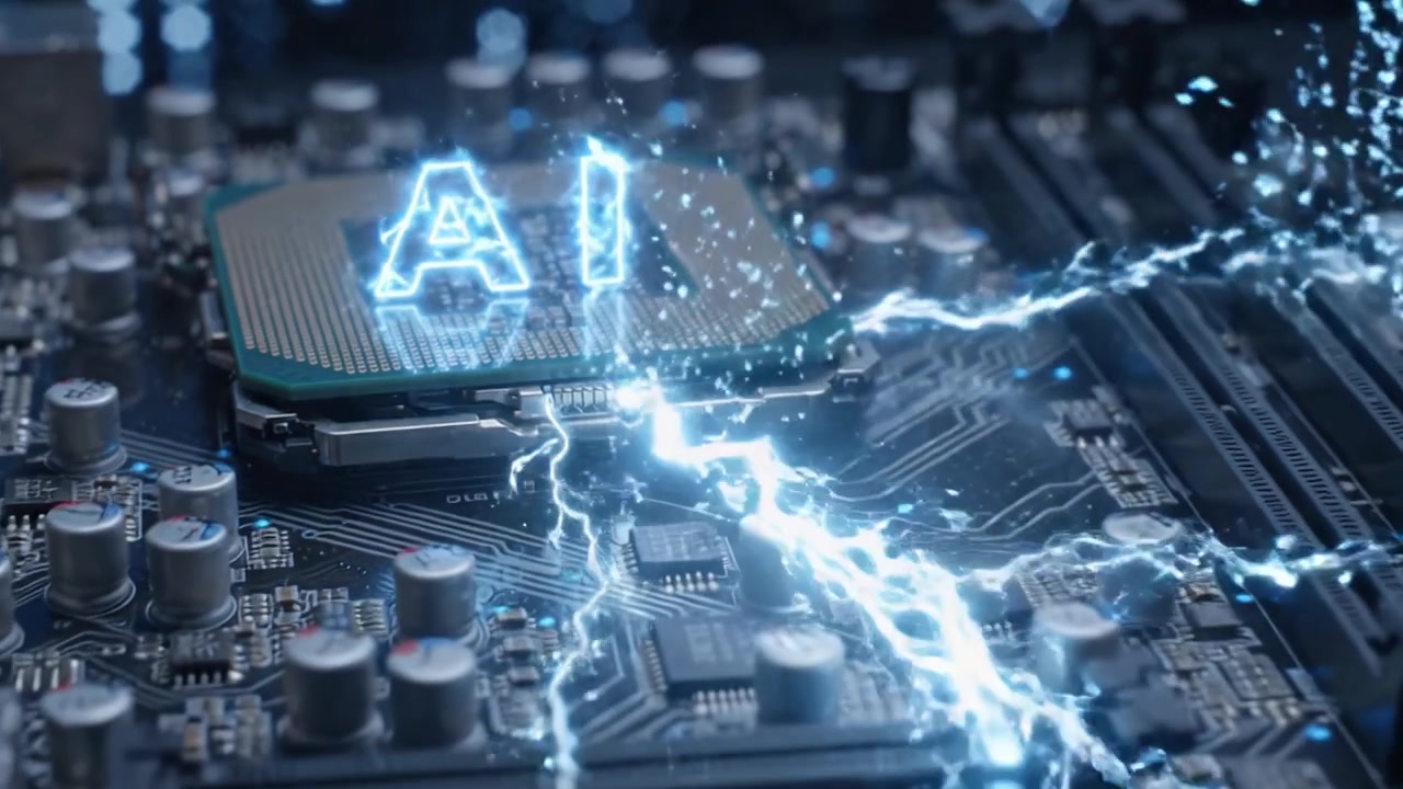 Exploring the intricate details of a motherboard, showcasing the connection between a CPU and the board while highlighting visual electrification.
