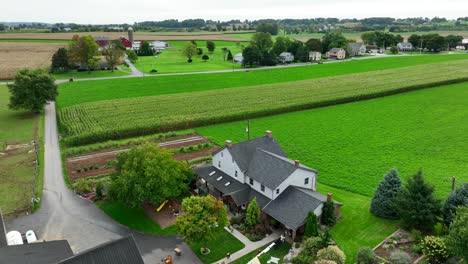 amish farm and house with washline