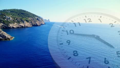 paisaje oceánico con un reloj