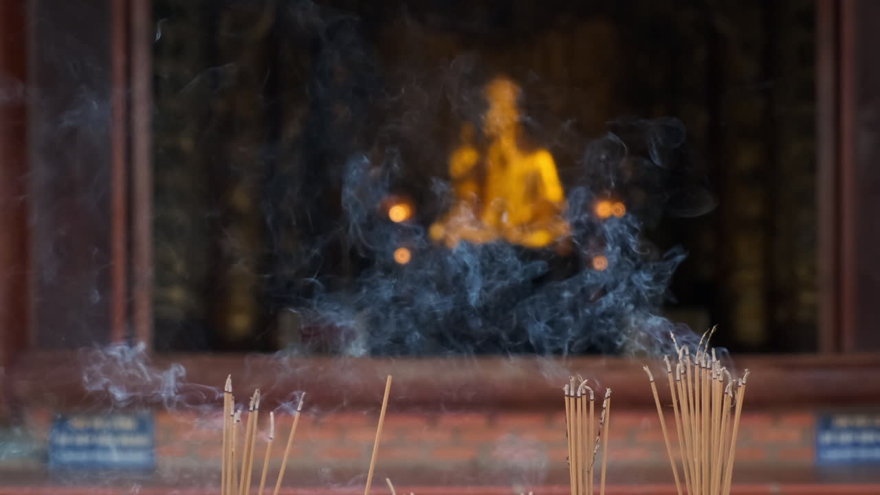 Incense Burning in a Buddhist Temple