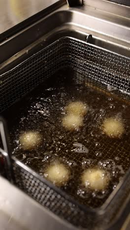 alimentos fritos en una freidora comercial
