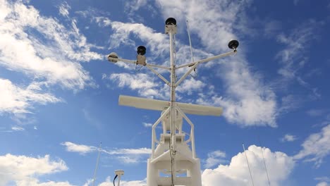 radar radio control, connection on the cruise ship on the blue sky