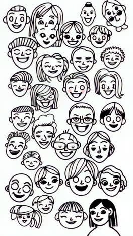 collection of diverse happy cartoon faces