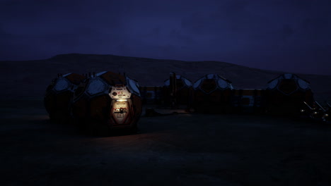 mars colony at night