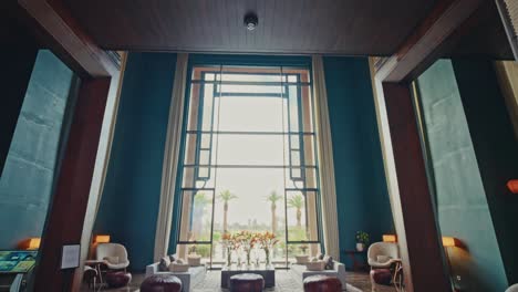 luxurious moroccan hotel lobby with stunning views
