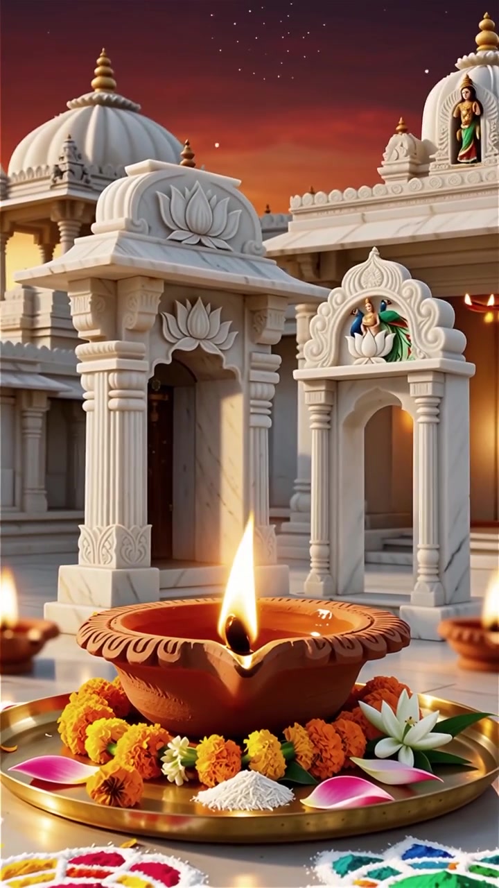 Sfondo del Festival Diwali con lanterne e decorazioni tradizionali Diyas.