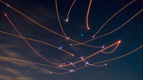 A Fascinating Display of Light Trails Captured in a Stunning Night Sky, Showcasing the Fluid Motion and Dynamic Patterns of Celestial Bodies Over Time