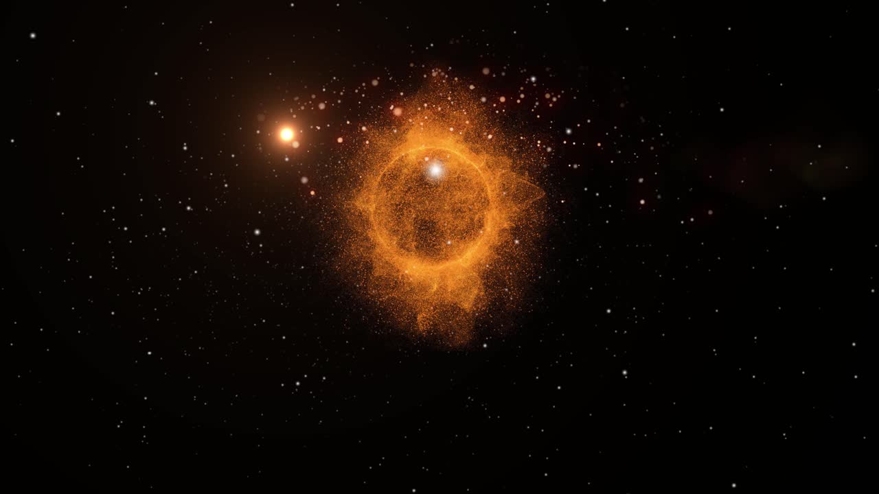planeta ardiente, en un universo oscuro y lleno de estrellas