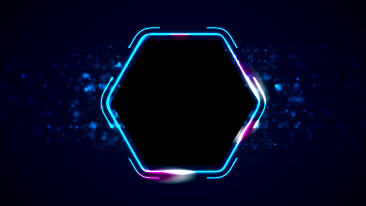 Retro neon 80s shiny hexagon motion background