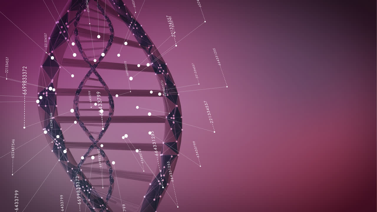 fondo rojo de adn en bucle de 4k con datos animados