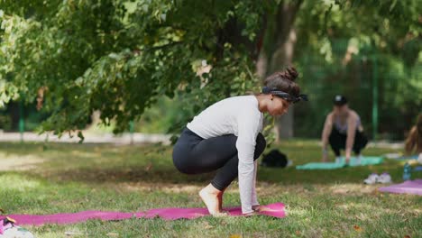 clase de yoga al aire libre en un parque