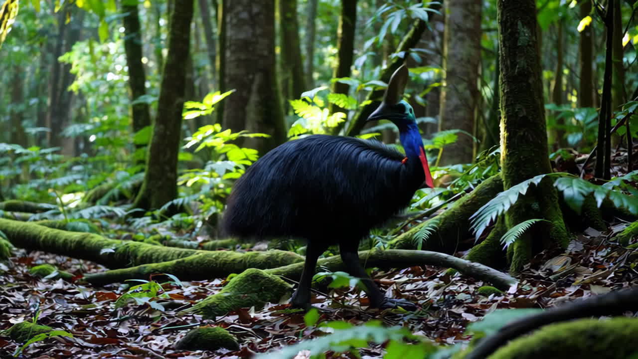 Cassowary in a Tropical Rainforest
