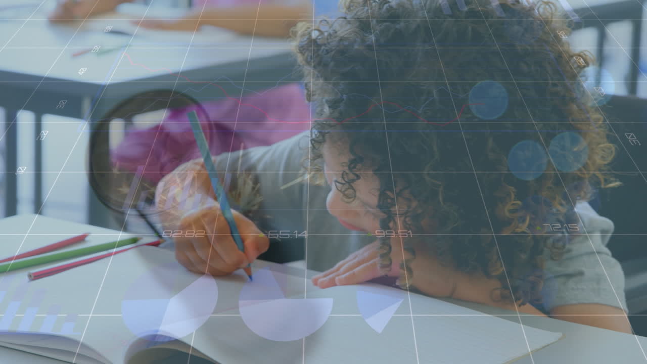 animación del procesamiento de datos sobre el aprendizaje de diversos escolares