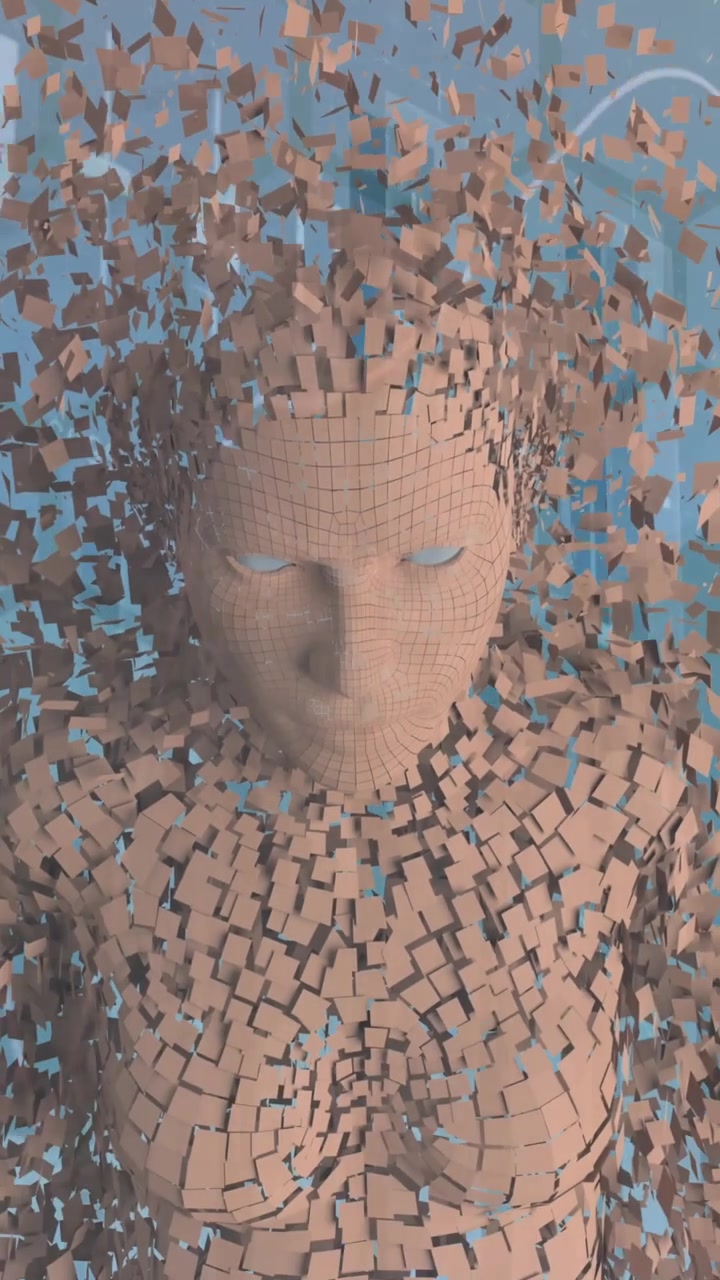 Animation of statistical data processing over human body model against blue background