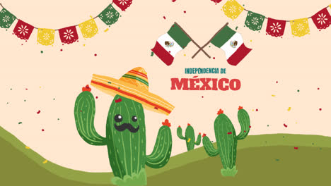 an animation of flat background for mexico independence day celebration