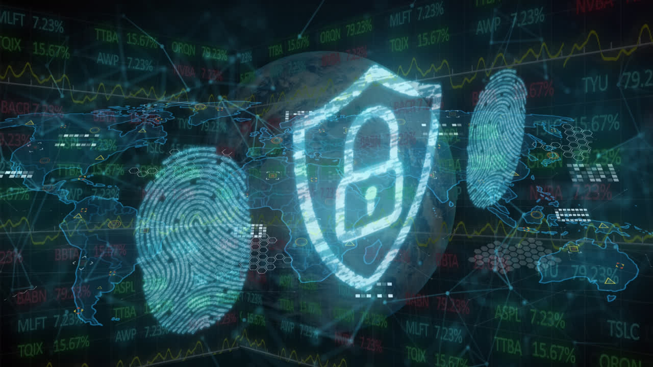 animazione dell'elaborazione dei dati e mappa del mondo