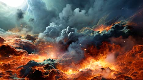 mysterious cosmic clouds illuminated by distant stars in vibrant hues