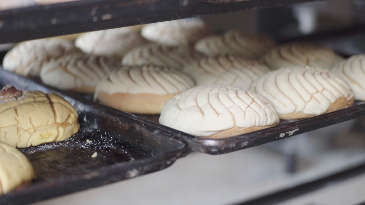Mexican sweet bread at a bakery shop, closeup
