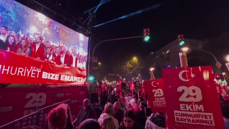 october 29 republic day was celebrated with a crowd in bagdat street, kadıköy, istanbul, turkey