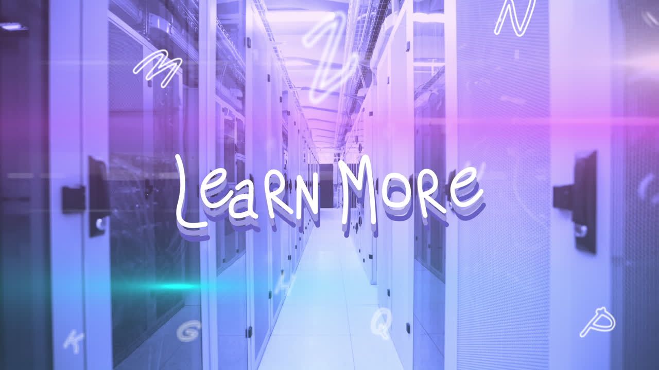 animación de aprender más texto y letras en la sala del servidor