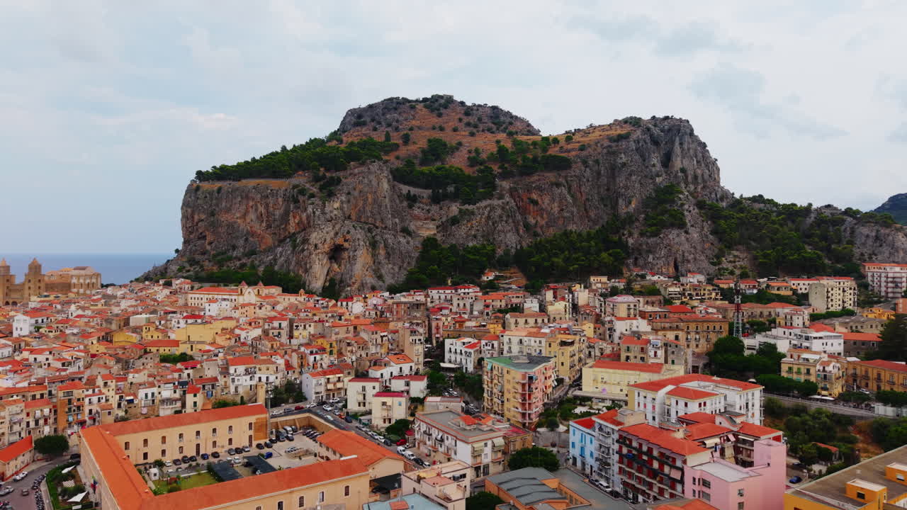 Aerial view of Cefalù, Sicily, Italy, showcasing the coastal town's charm