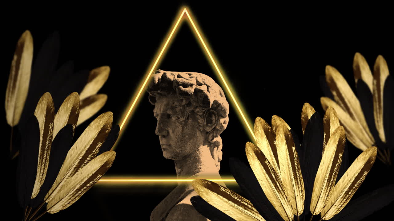 모양과 잎 위에 사람의 회색 조각의 애니메이션