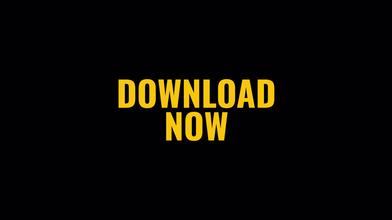 Texto animado de download aparecendo em um plano de fundo preto