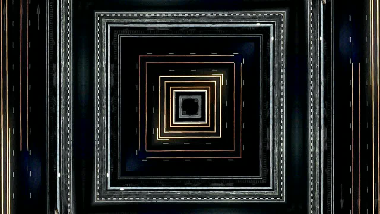 fondo abstracto futurista con animación de vuelo en túnel futurista abstracto con patrón de líneas de luz de neón.