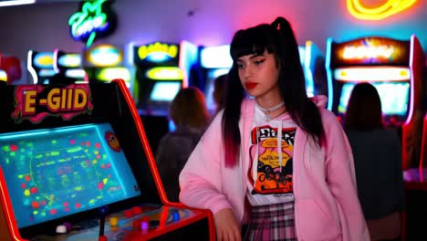 teenage girl at an arcade