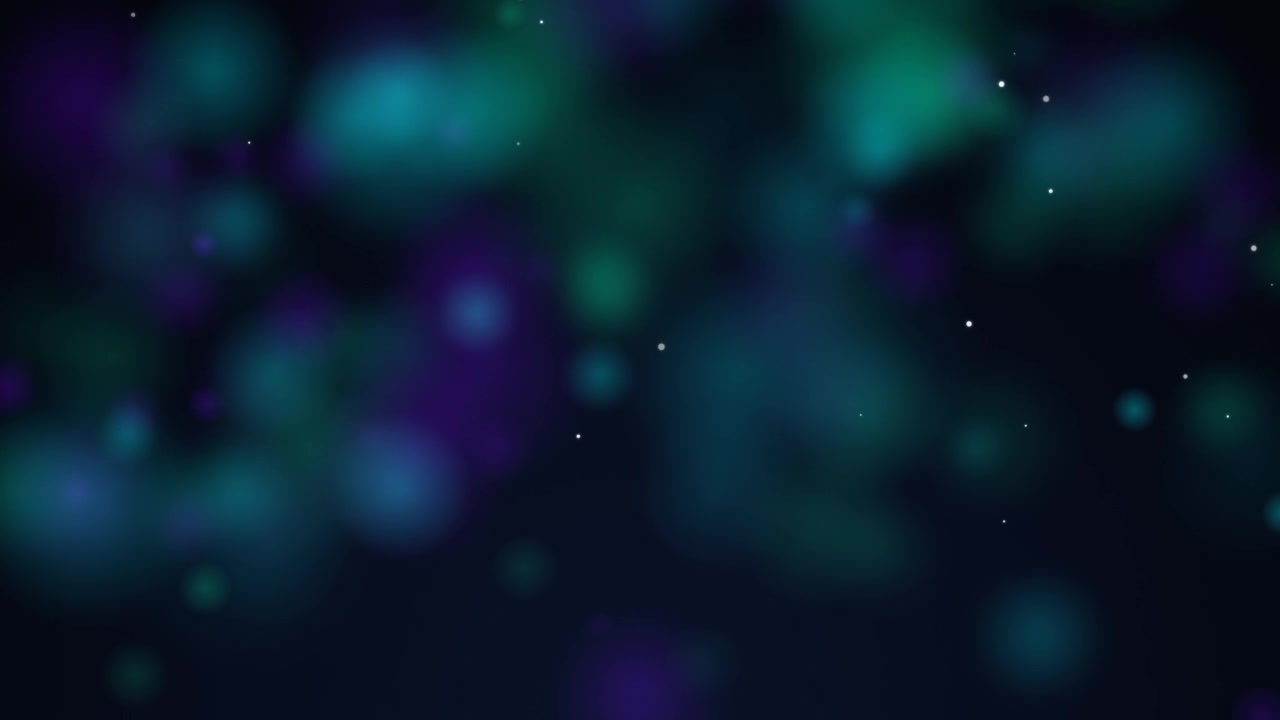 Abstract Motion Background with Floating Teal and Purple Bokeh Particles