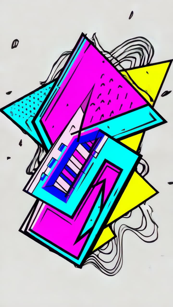Vibrant Abstract Geometric Shapes in Retro 80s Style