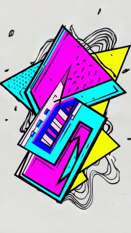vibrant abstract geometric shapes in retro 80s style
