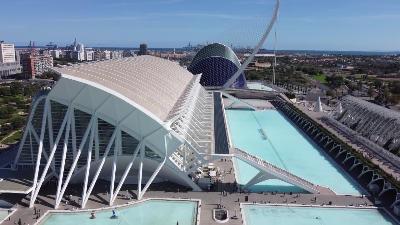 Ciudad de las Artes y las Ciencias Valencia Spain museum aerial drone view