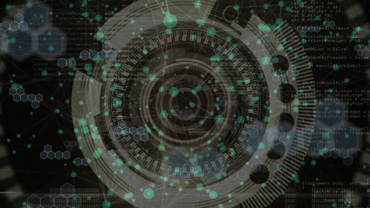 анимация сферы с сетью соединений