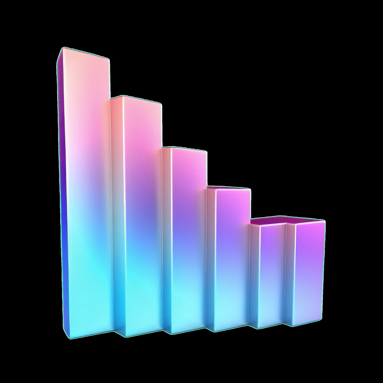 Colorful abstract bar graph design animation isolated asset, transparent 4K video, alpha channel