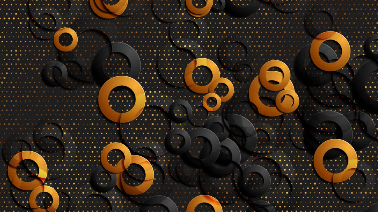 fondo de movimiento geométrico brillante con círculos y puntos dorados