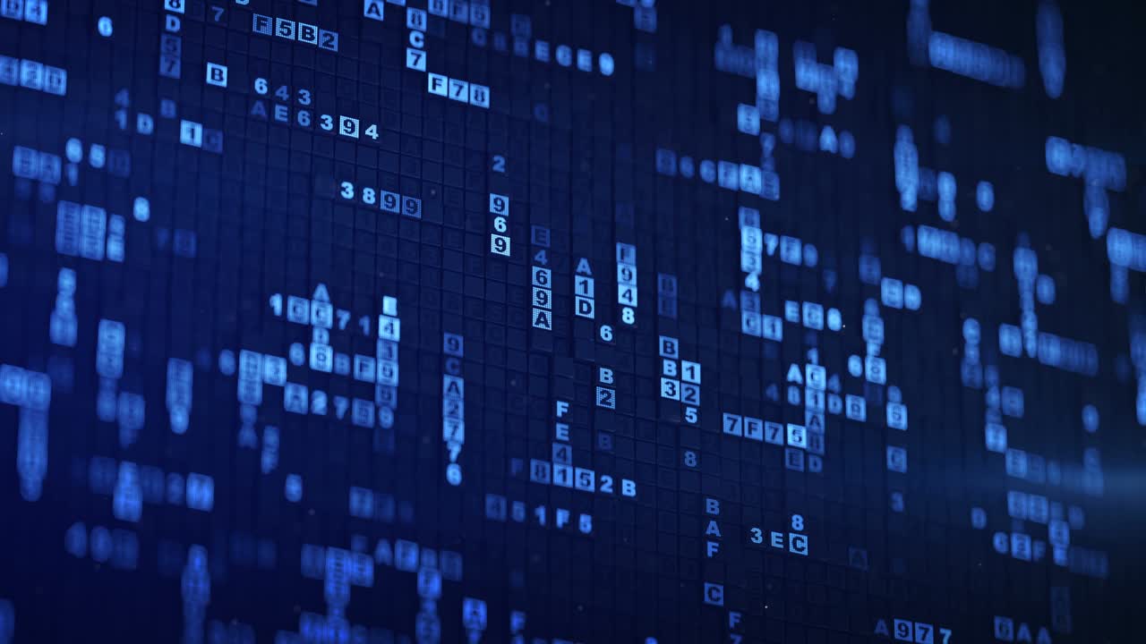 Blue HEX computer code seamless loop 3D render animation