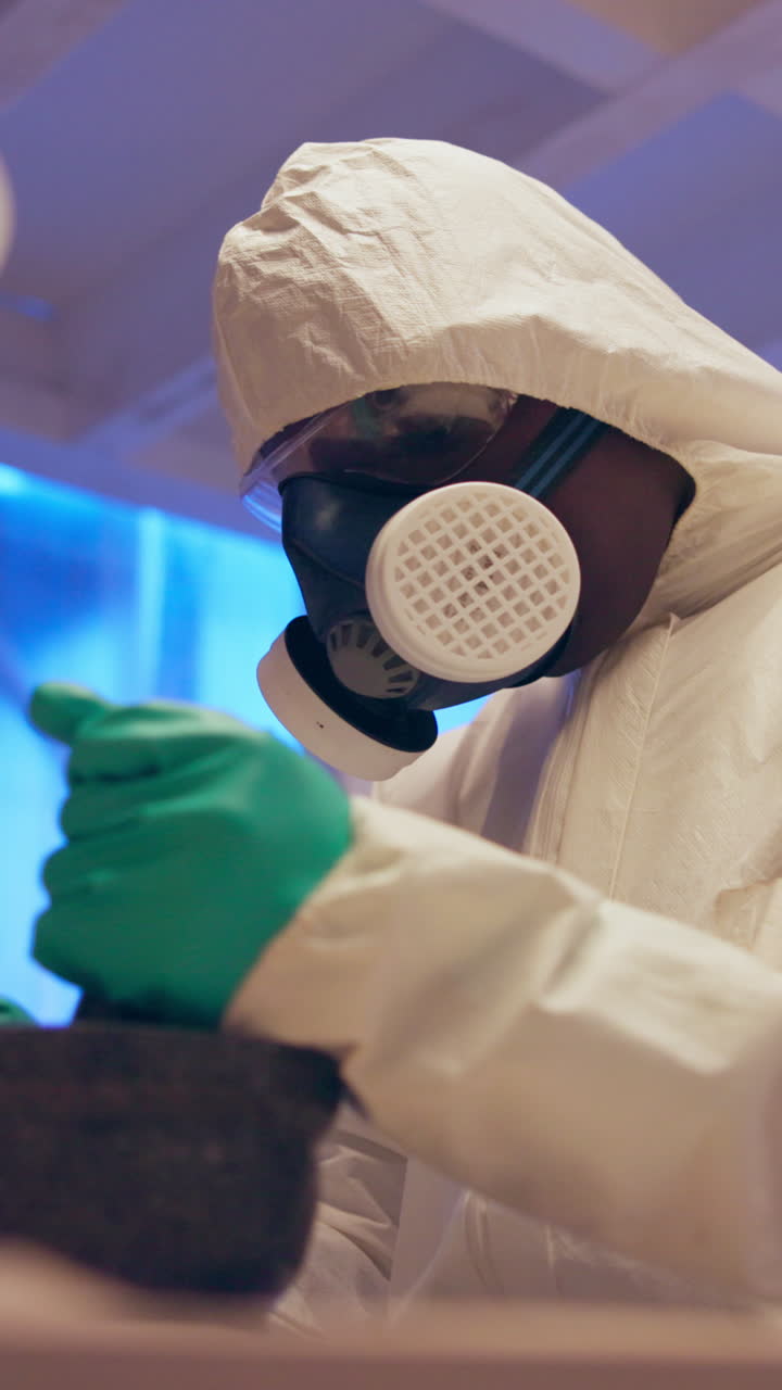 Person in Hazmat Suit in Laboratory
