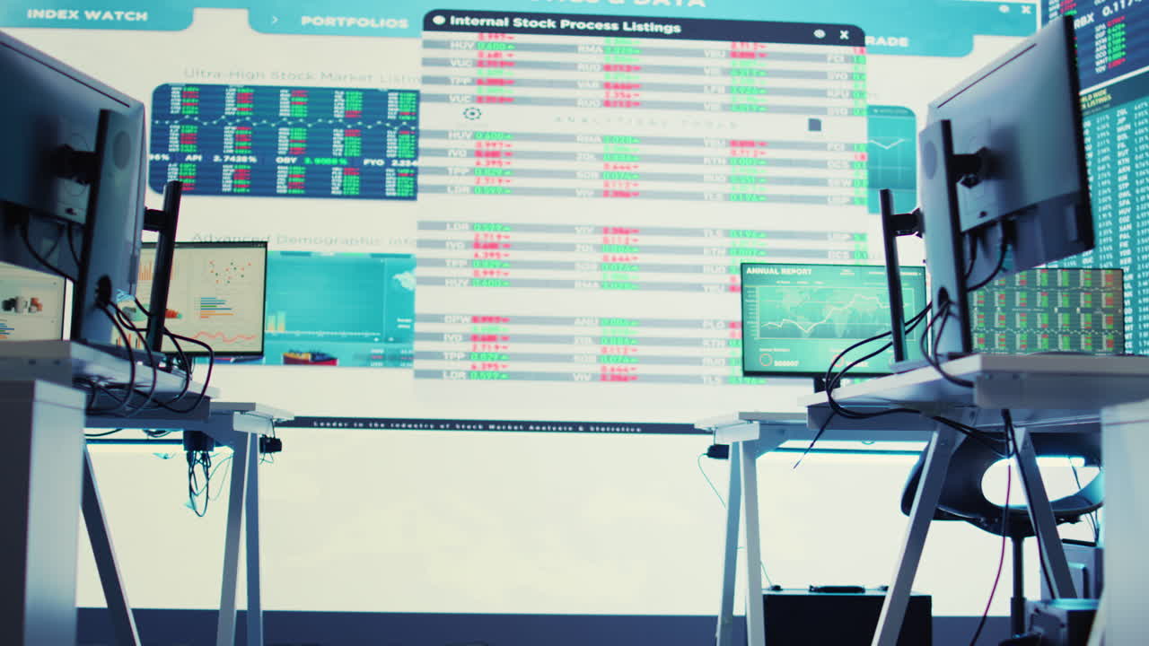 sede de una empresa profesional equipada con una gran pantalla de datos