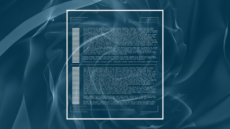 Animation of data processing and waves over dark background