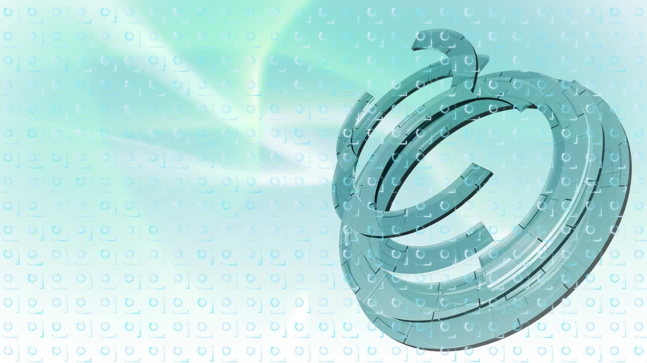 밝은 파란색 배경에 회전하는 원과 원 텍스처의 애니메이션