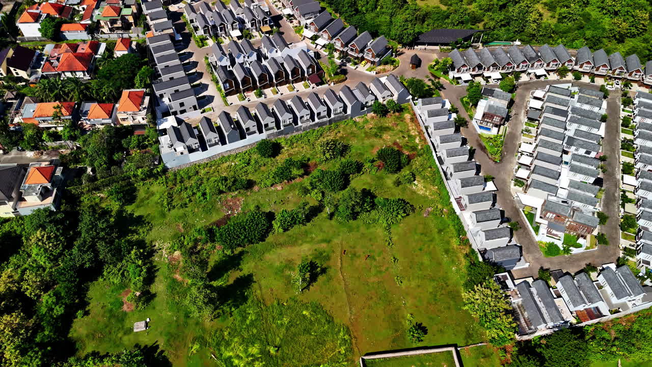 Aerial view over holiday home area in Kuta Selatan Bali, Indonesia