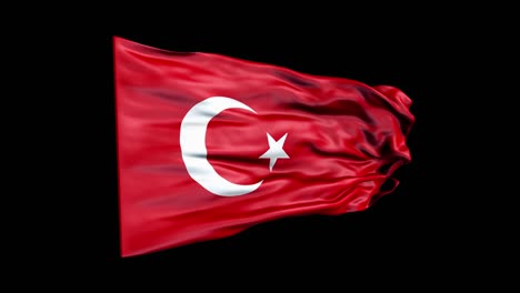 realistic turkey flag is waving 3d animation. national flag of turkey. 4k turkey flag seamless loop animation.