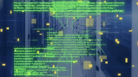 animation of circuit board and data processing over computer servers