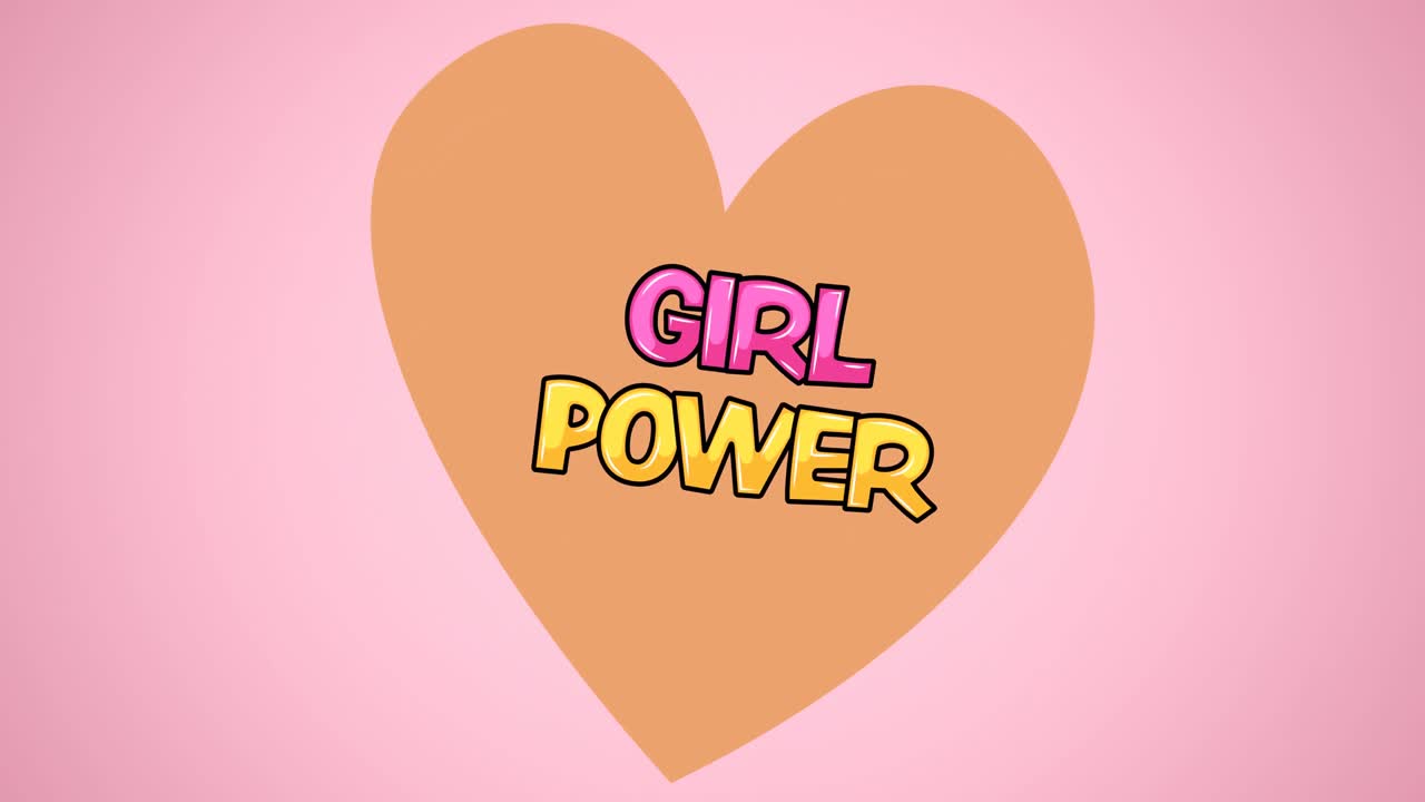 Composition of text girls power, over orange heart