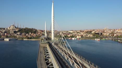 istanbul golden horn subway bridge drone footage