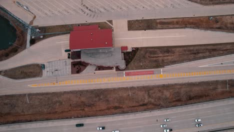 top-down-aerial-of-Truck-Weigh-Station-next-to-Interstate