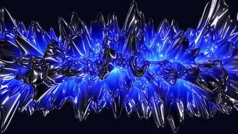 glowing blue crystal structure illuminates with metallic shine