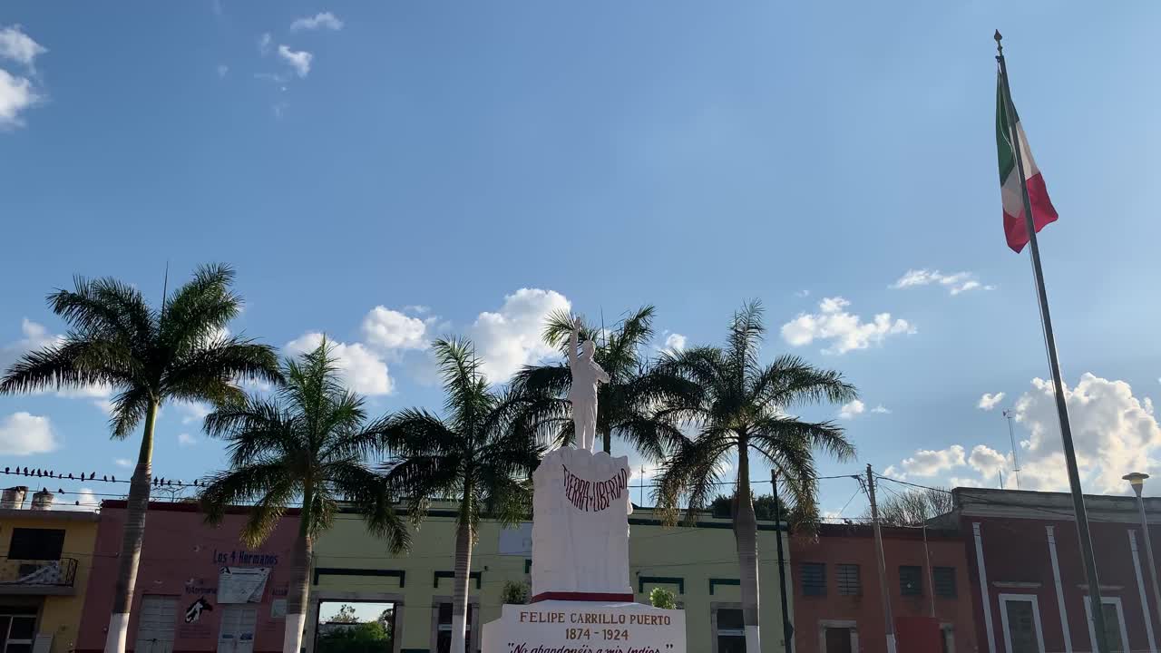Timelapse of Palms and flag in Yucatan, Mexico